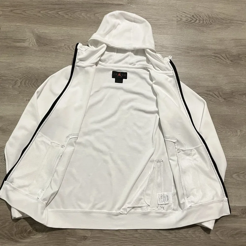 Nike Air Jordan Statement Hoodie Zip Up White Black Mens Size Small DA9854-100